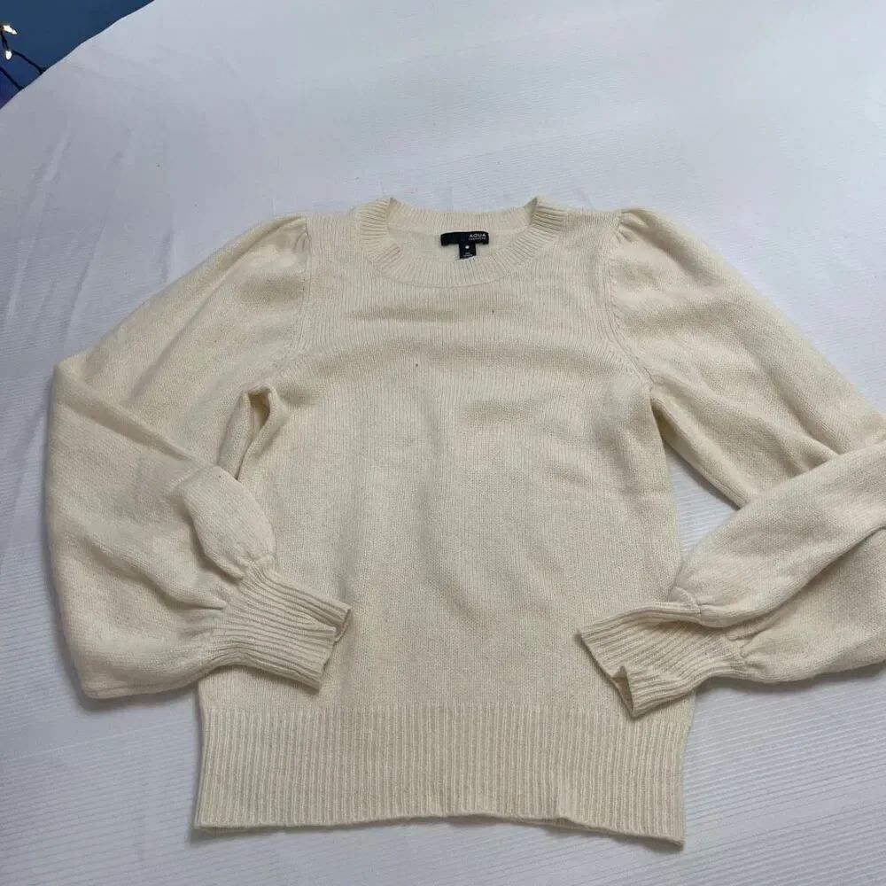 Aqua Women’s 100% Cashmere Cream Sweater Size XS